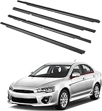 ZONFANT 4 Pcs Black Car Outer Door Window Moulding Trim Weatherstrip Seal Belt for Mitsubishi Lancer