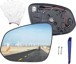 Right Passenger Side Mirror Glass Replacement for Toyota RAV4 (2013-2018) & Tacoma (2016-2021) with Power Heated & Blind Spot Features